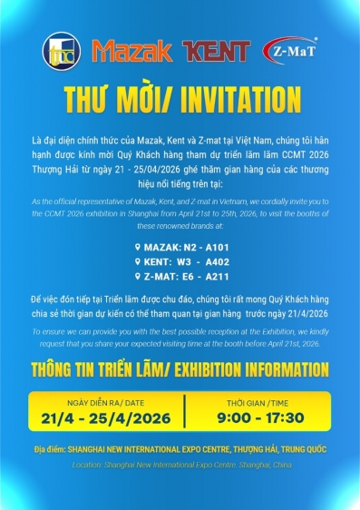 Cùng Mazak, Kent & Z-mat Khám Phá Công Nghệ CNC Tiên Tiến Tại Triển Lãm CCMT 2026